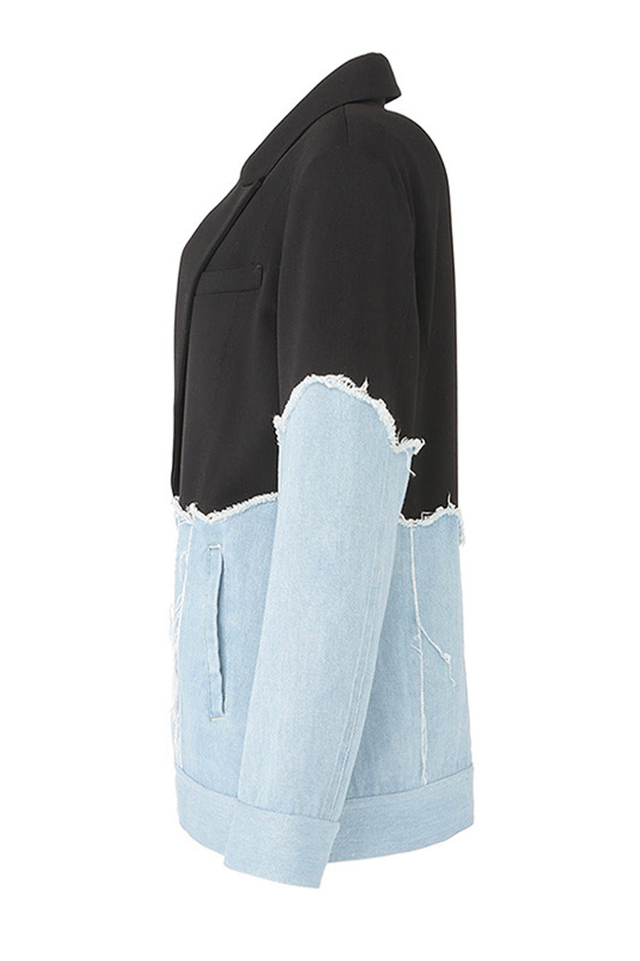 アウラアイラ　コントラスト　デニムジャケット 黒×デニムブルー　バイカラー Contrast Denim Jacket – aula-tokyo
