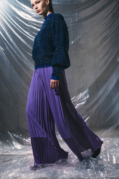 Multi Texture Pleated Pants