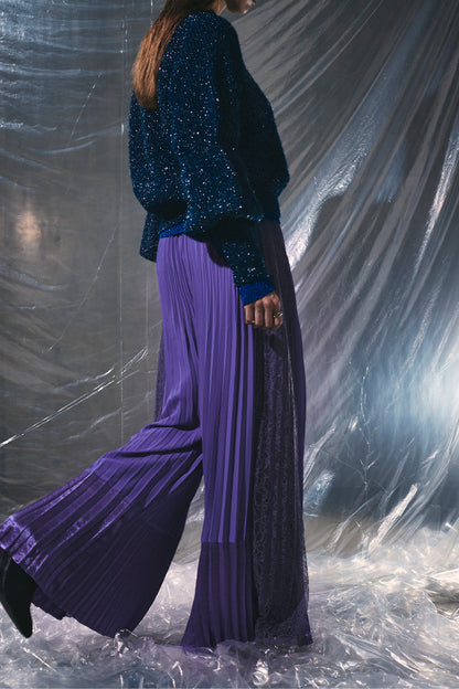 Multi Texture Pleated Pants