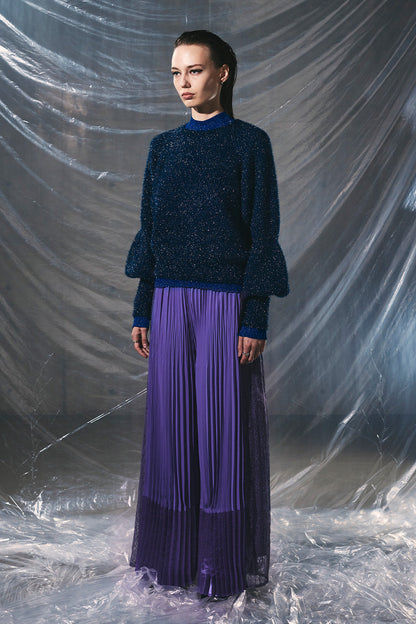 Multi Texture Pleated Pants